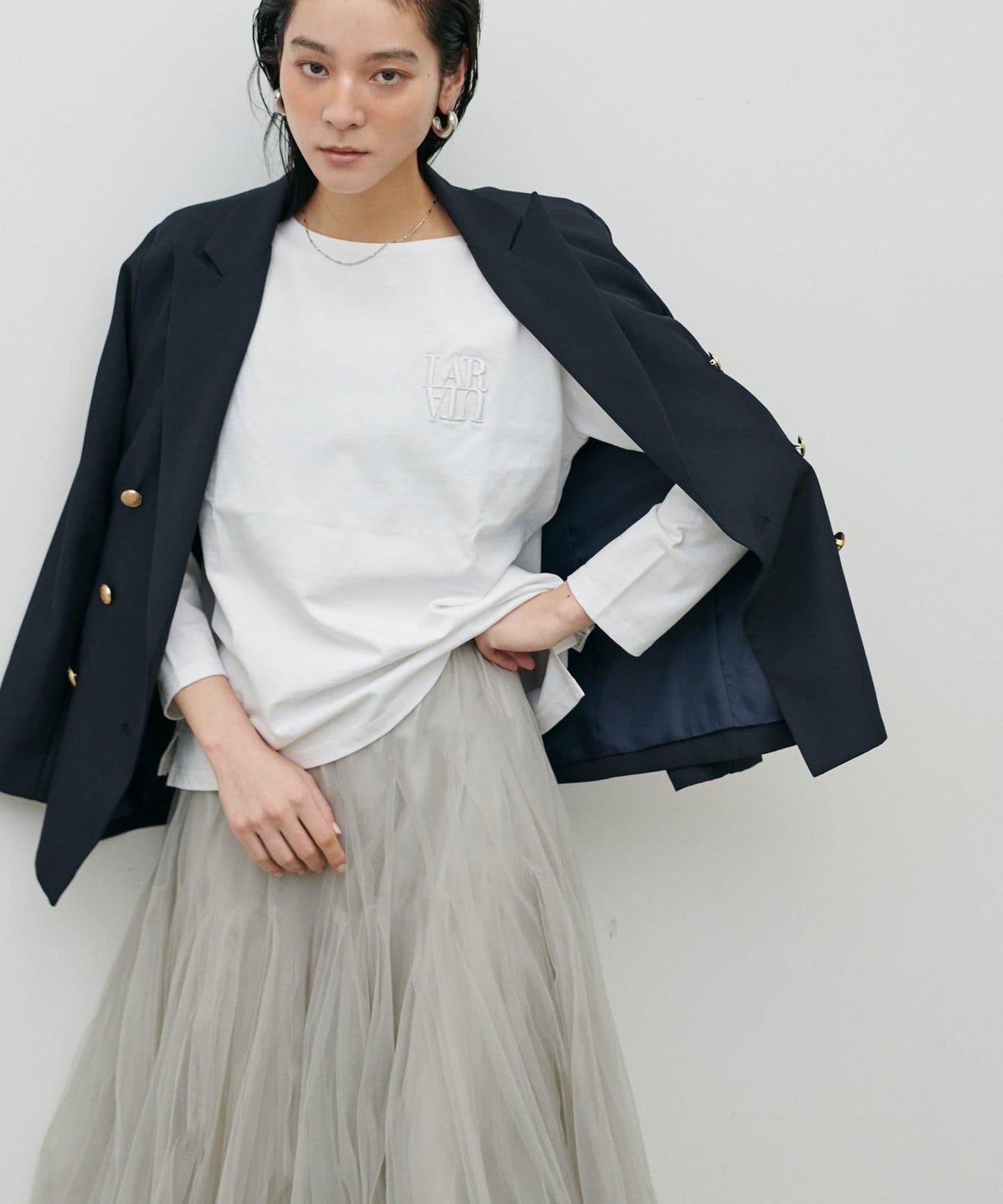 立體厚繡小Logo設計 NEW 長袖T恤