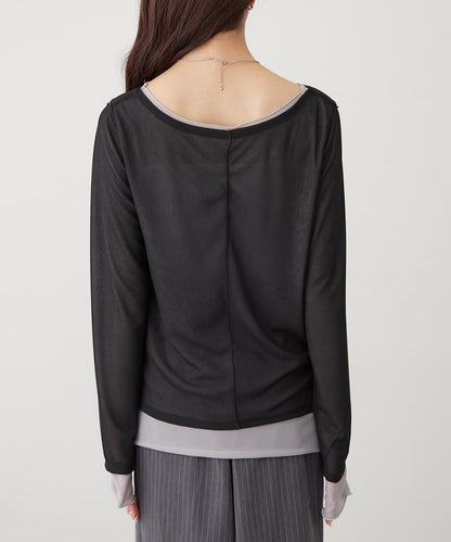 疊穿透膚長袖T恤