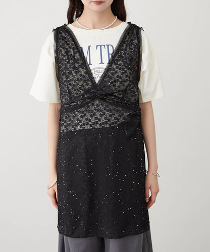 閃亮蕾絲吊帶連衣裙