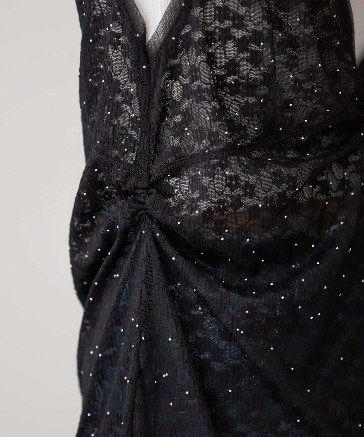 閃亮蕾絲吊帶連衣裙