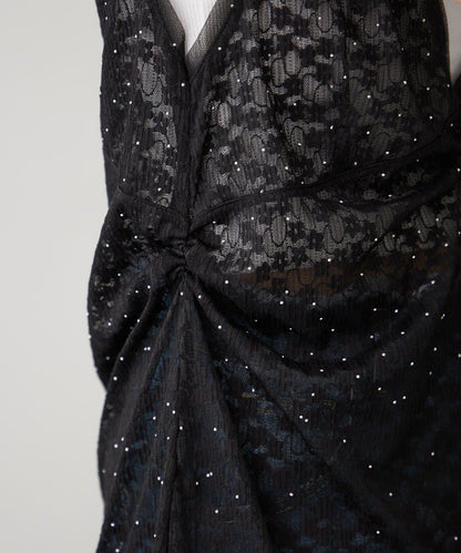 閃亮蕾絲吊帶連衣裙