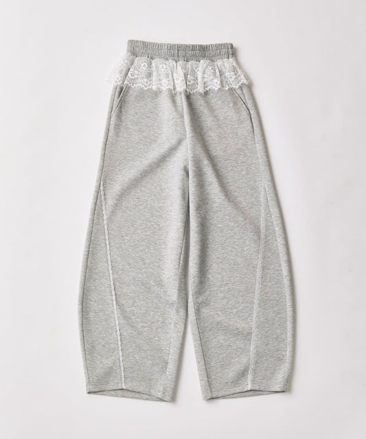 彎刀版型 腰部荷葉邊 褲子