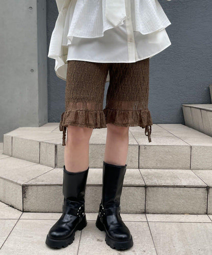 下襬荷葉邊蕾絲 騎行短褲