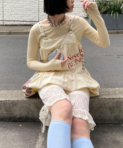 下襬荷葉邊蕾絲 騎行短褲