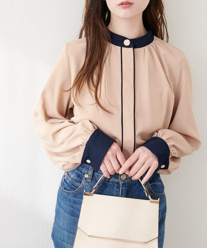 質感設計撞色紐扣襯衫