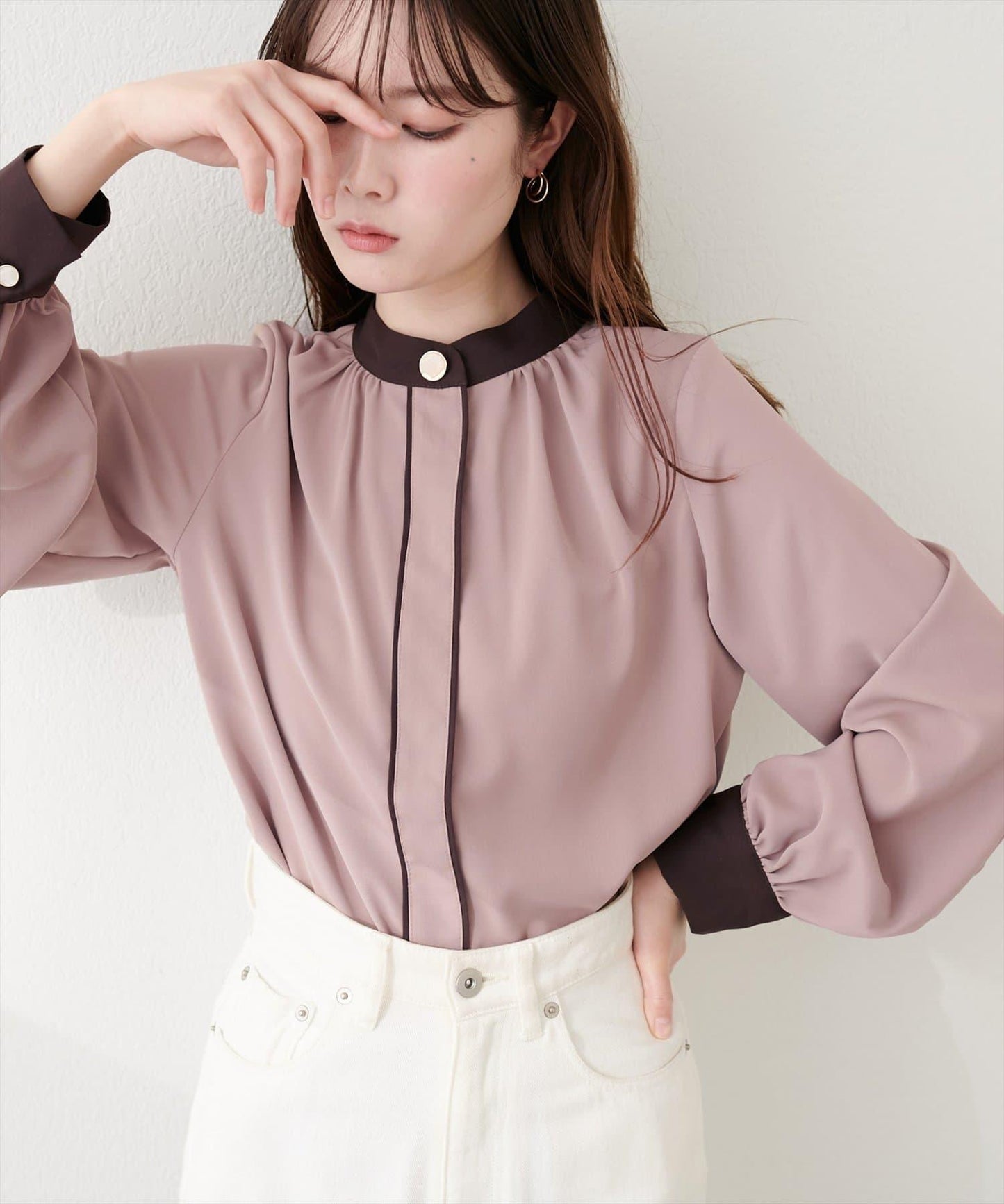 質感設計撞色紐扣襯衫