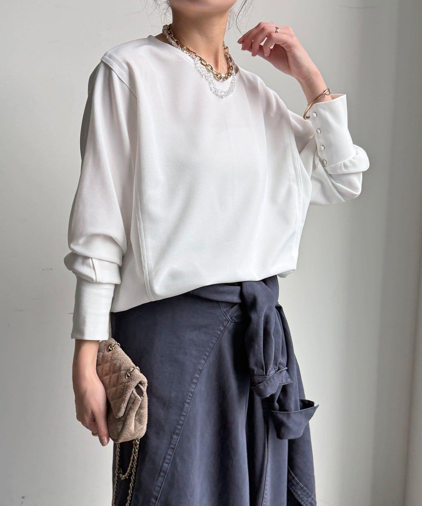 喬其紗與歐根紗拼接上衣