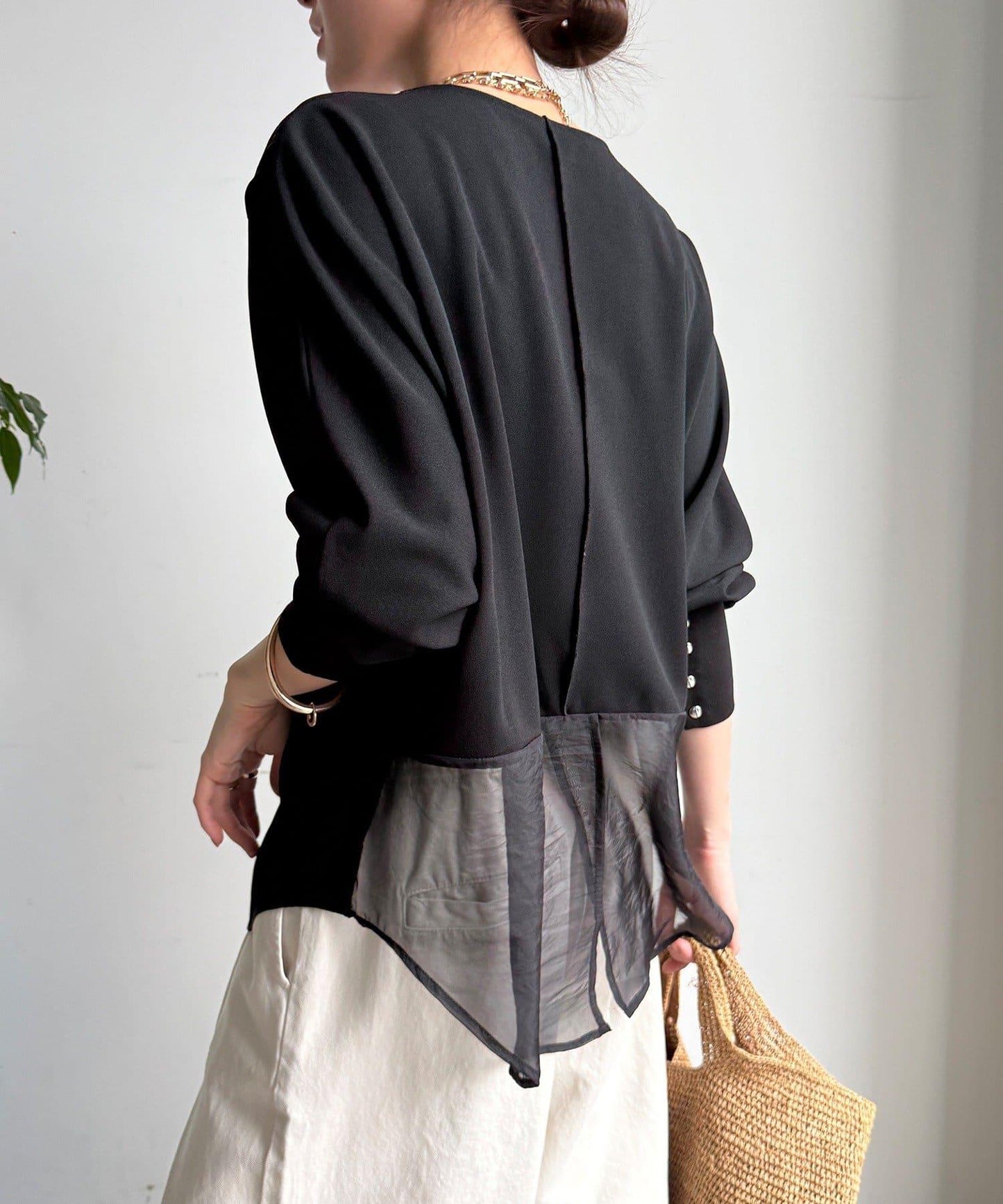 喬其紗與歐根紗拼接上衣