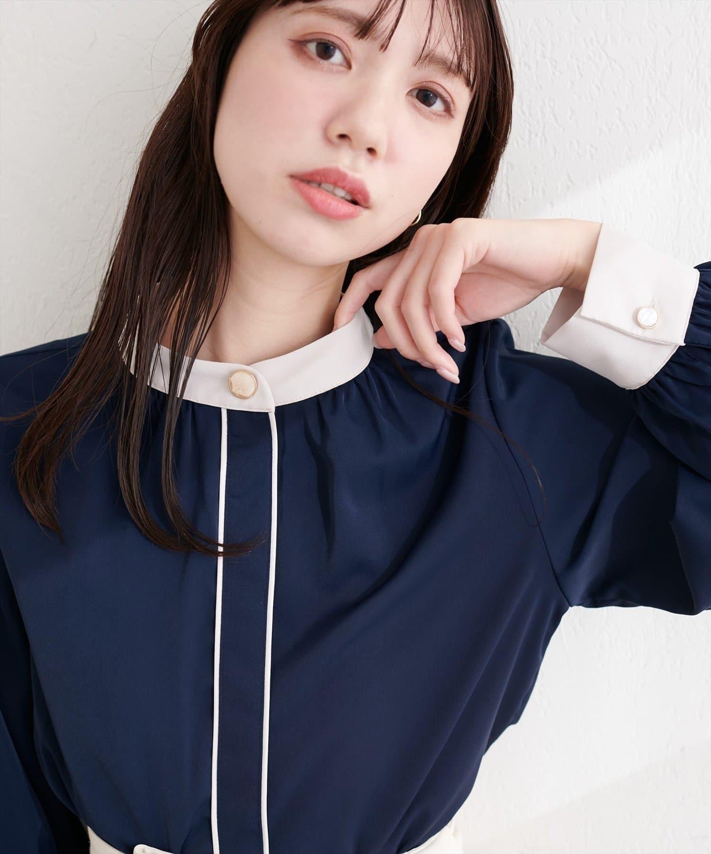 質感設計撞色紐扣襯衫