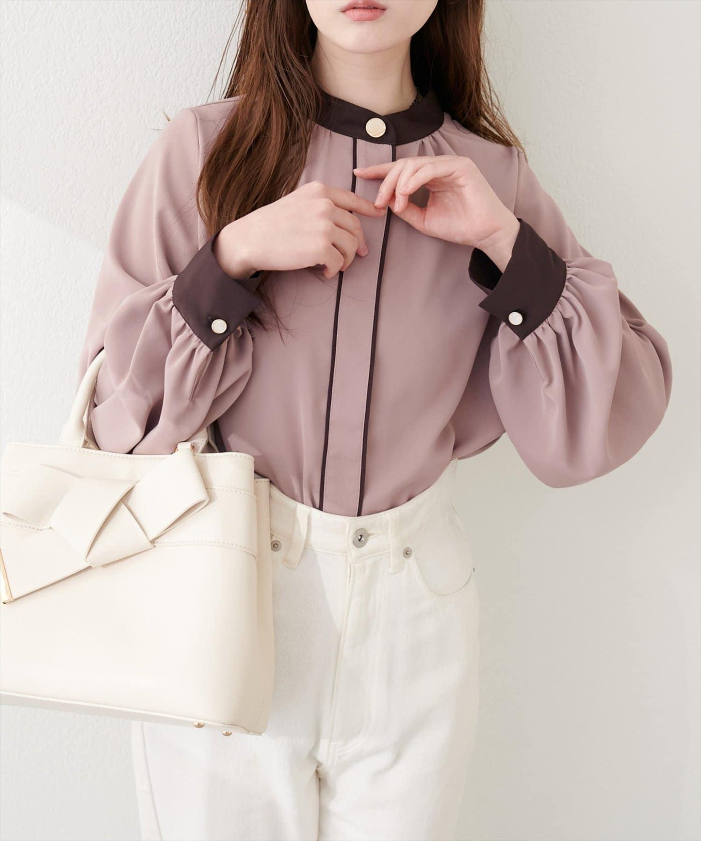 質感設計撞色紐扣襯衫