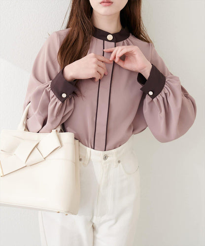 質感設計撞色紐扣襯衫