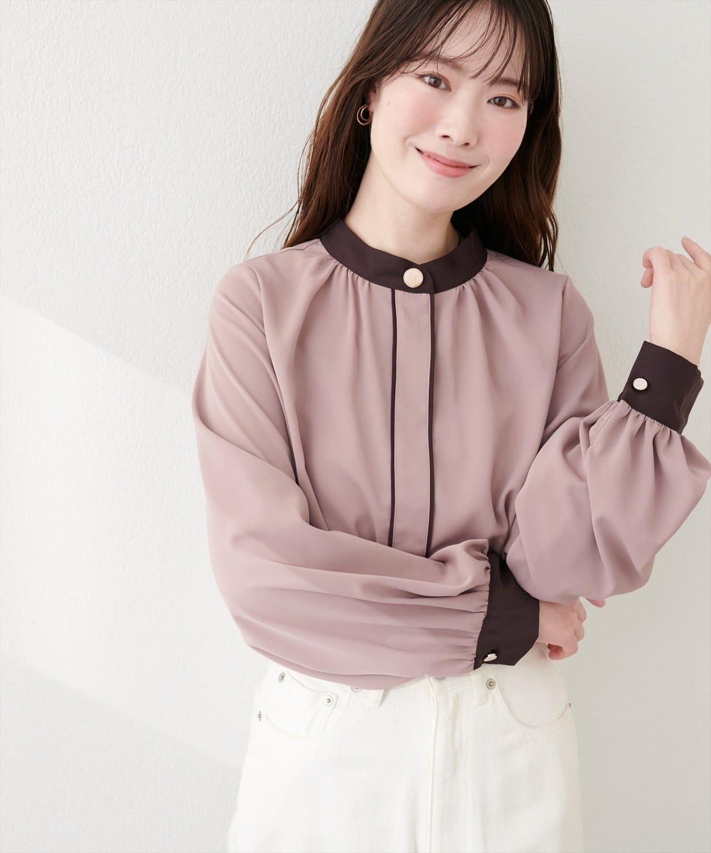 質感設計撞色紐扣襯衫