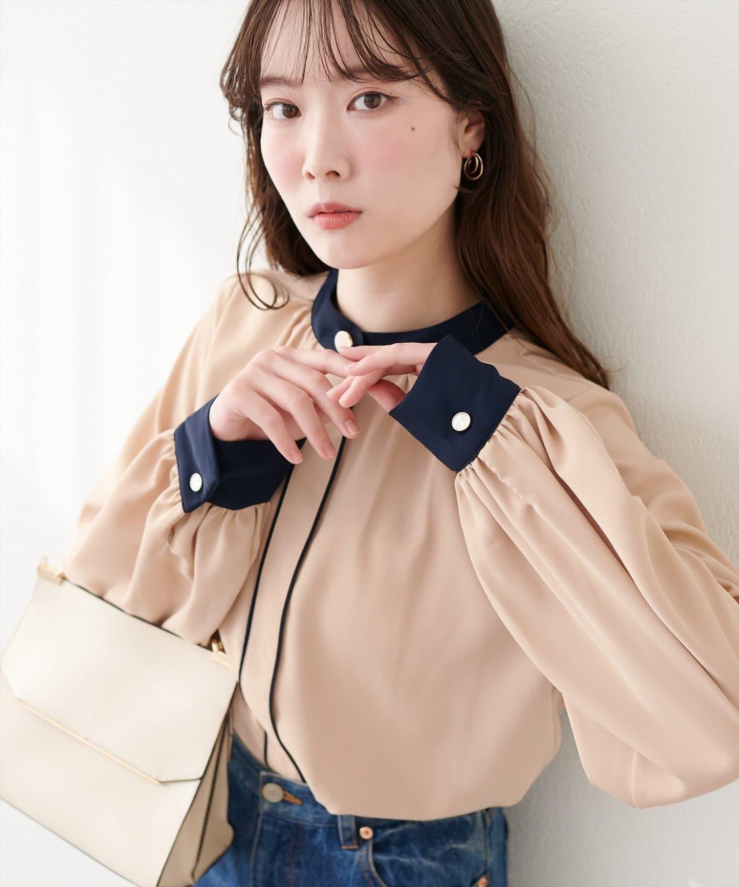 質感設計撞色紐扣襯衫