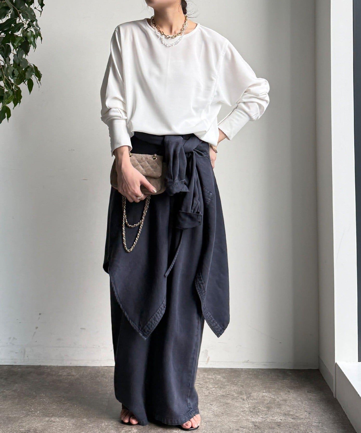 喬其紗與歐根紗拼接上衣