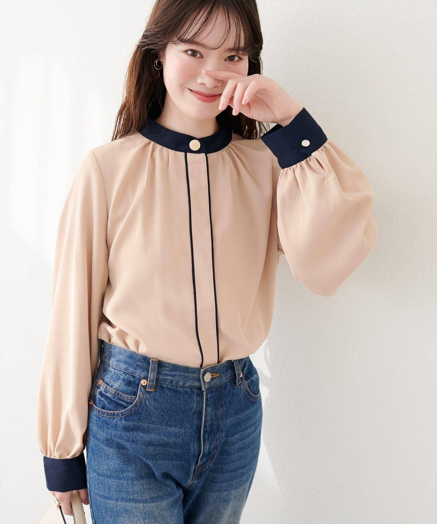 質感設計撞色紐扣襯衫