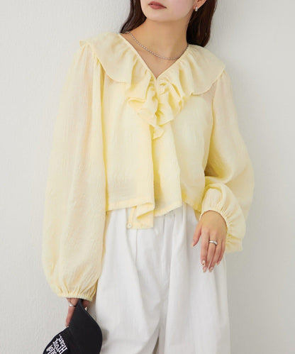 荷葉邊裹身襯衫