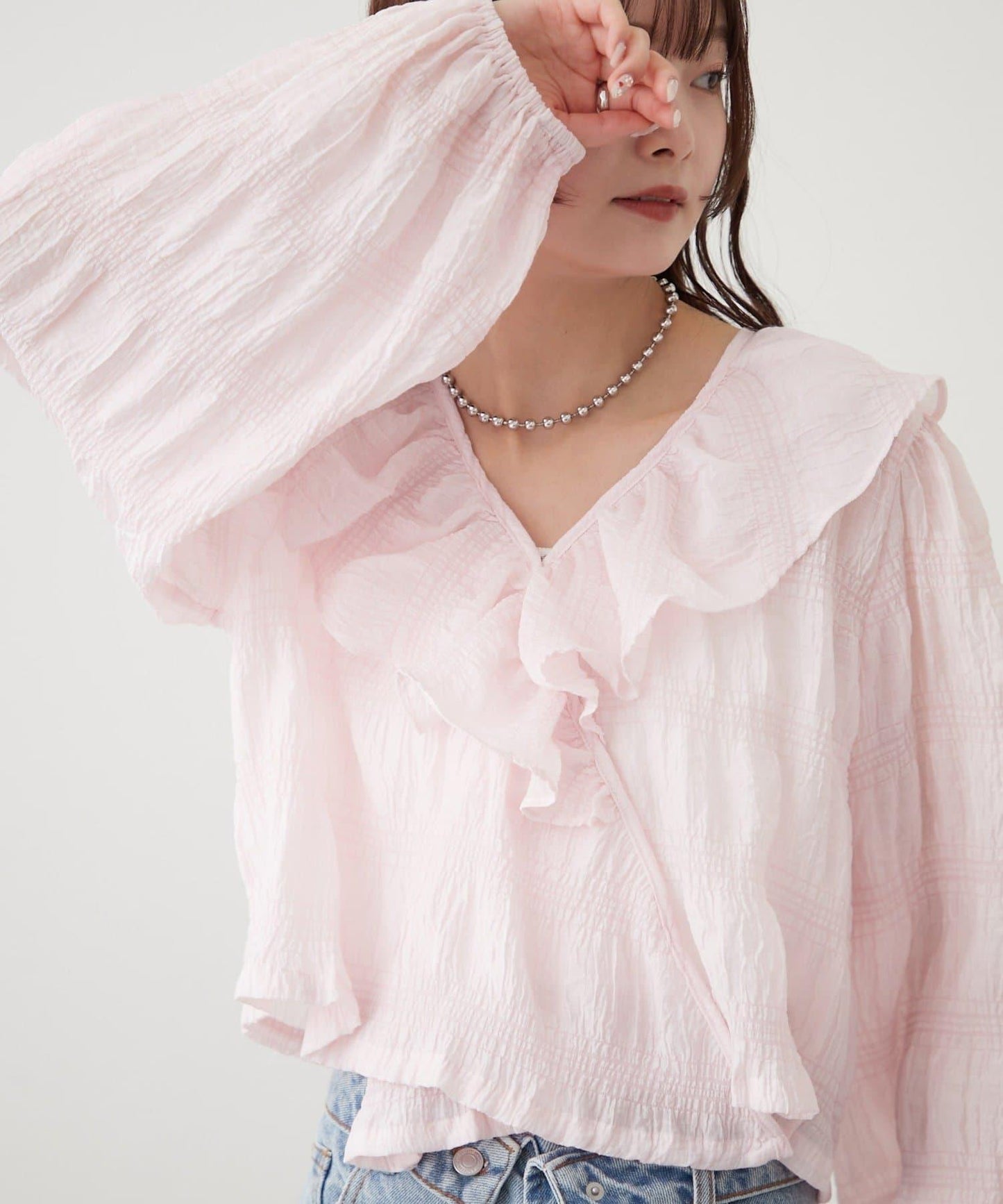 荷葉邊裹身襯衫