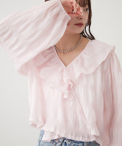 荷葉邊裹身襯衫