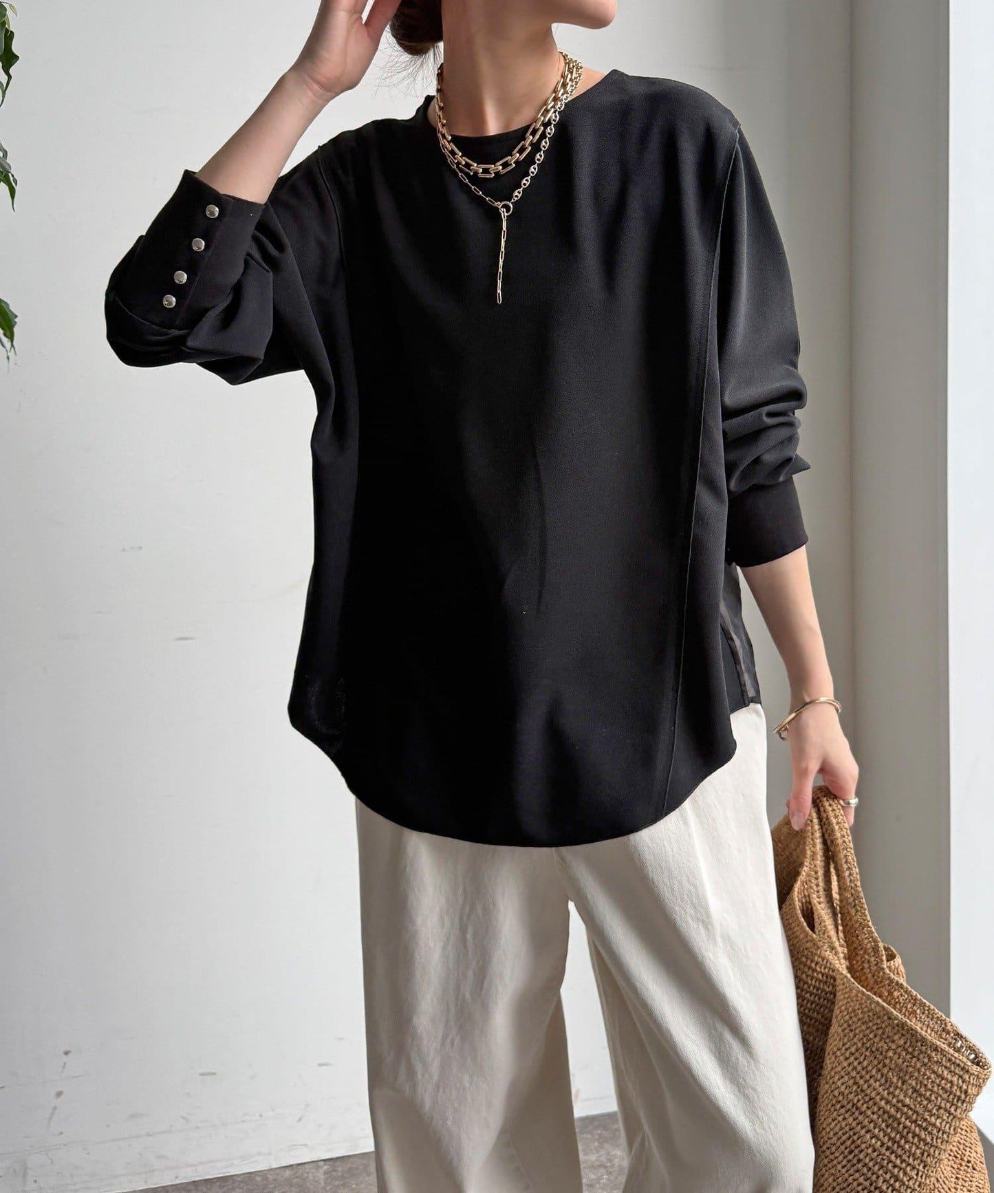 喬其紗與歐根紗拼接上衣