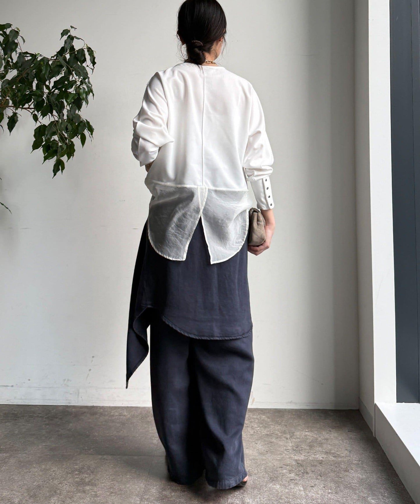 喬其紗與歐根紗拼接上衣