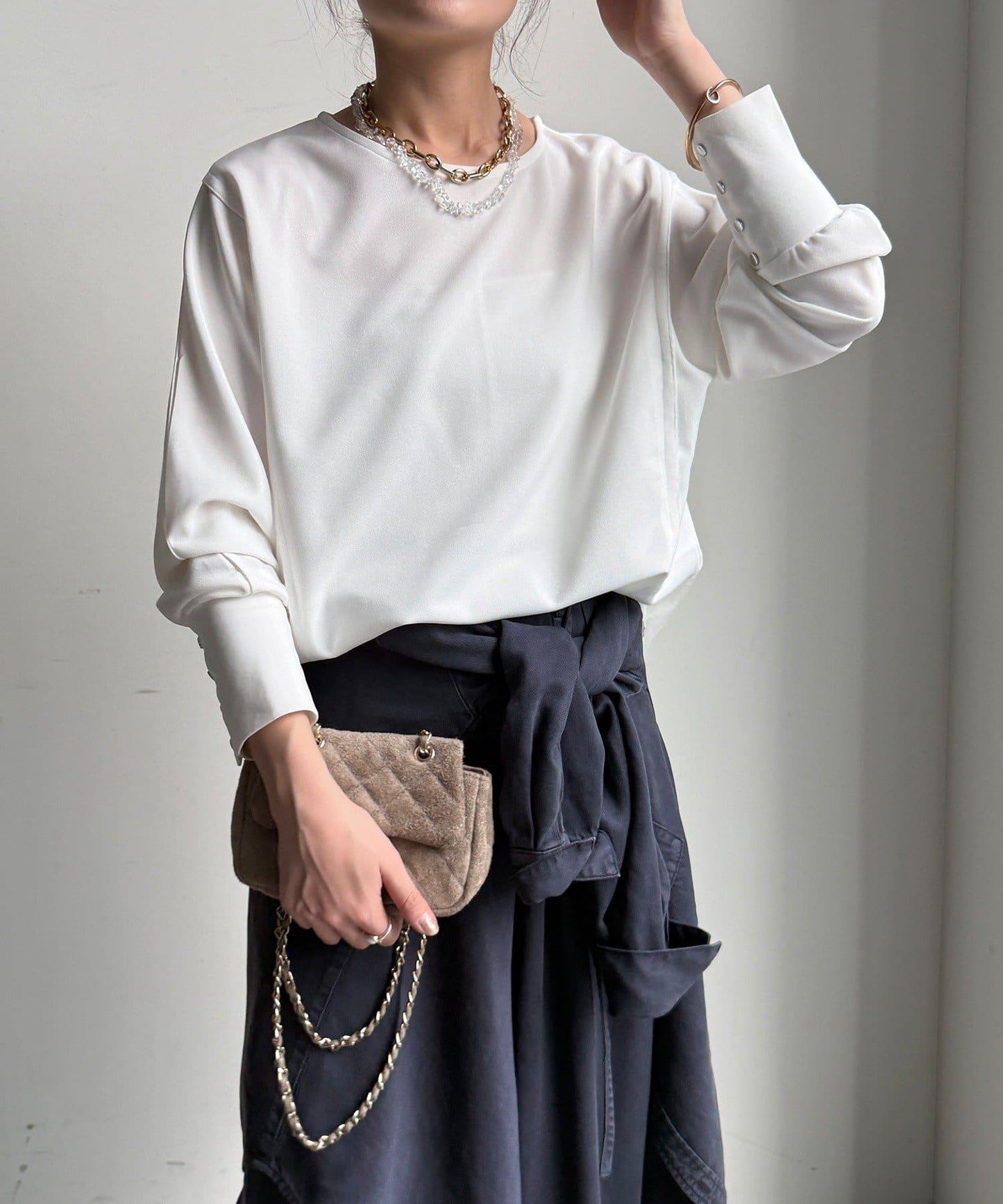 喬其紗與歐根紗拼接上衣