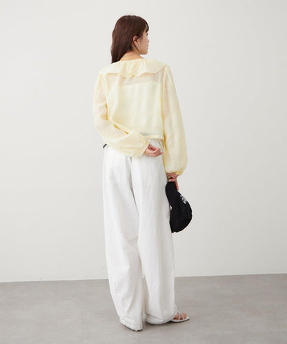 荷葉邊裹身襯衫