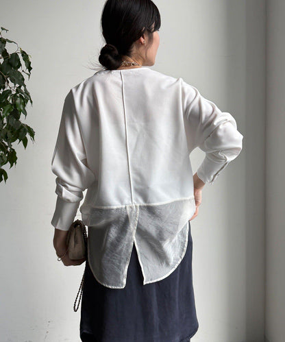 喬其紗與歐根紗拼接上衣