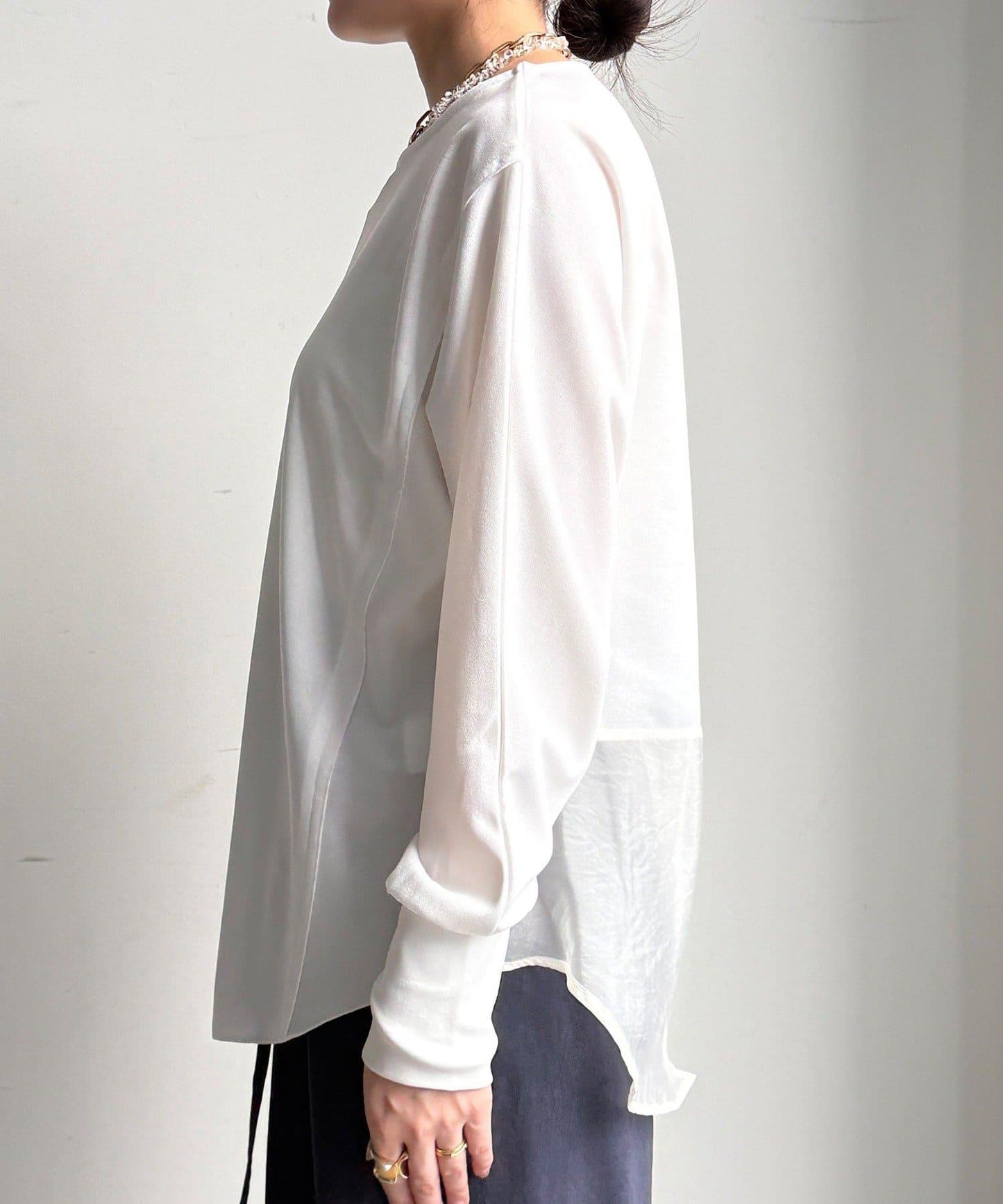 喬其紗與歐根紗拼接上衣