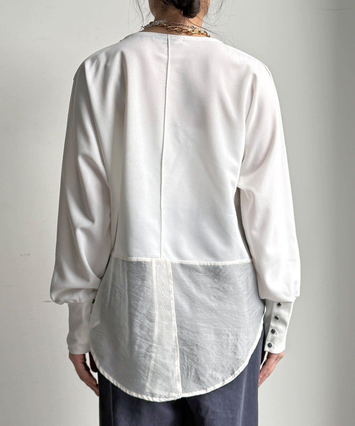 喬其紗與歐根紗拼接上衣