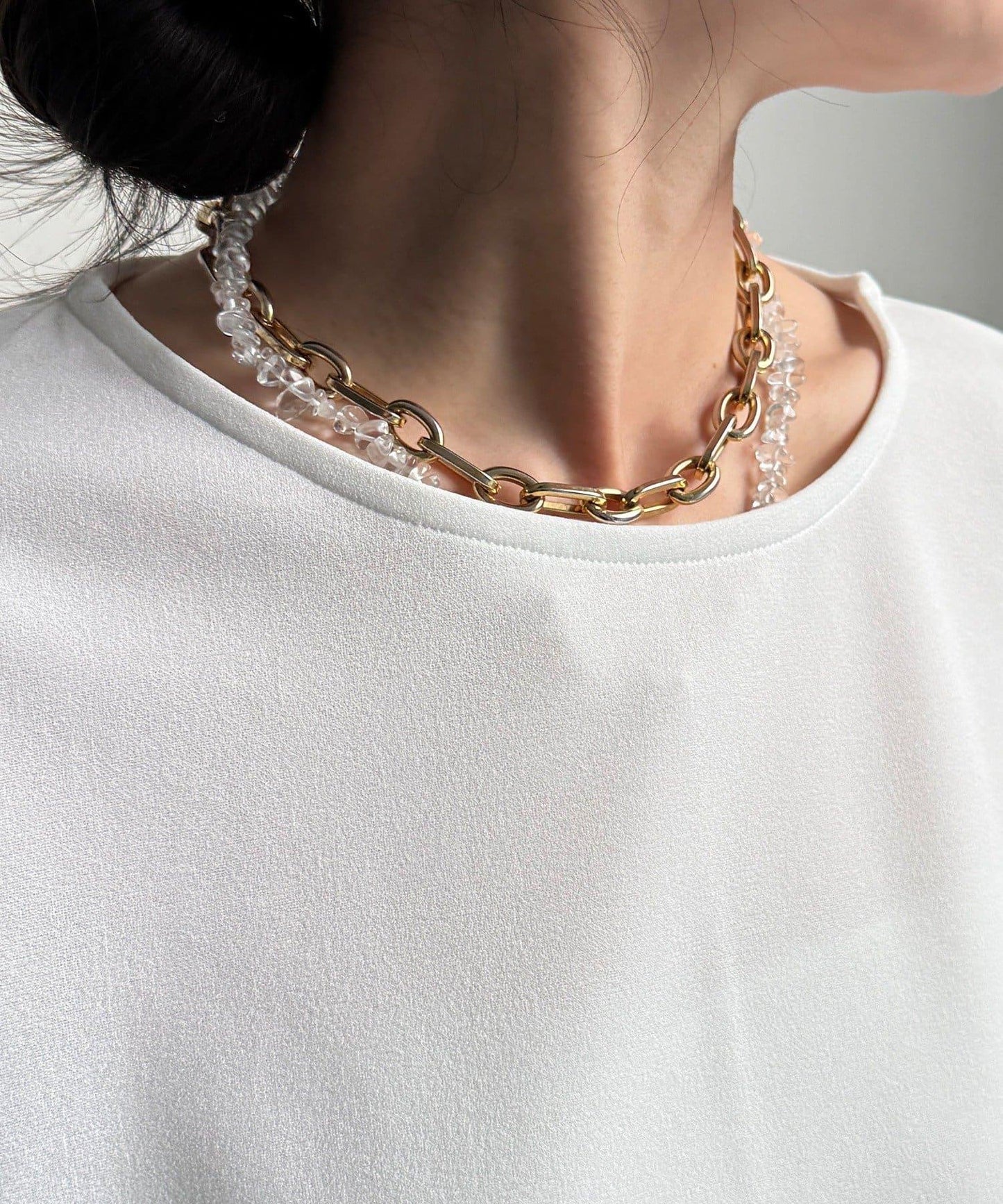 喬其紗與歐根紗拼接上衣