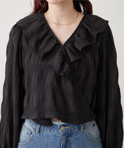 荷葉邊裹身襯衫