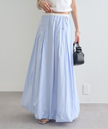 條紋氣球廓形半身裙