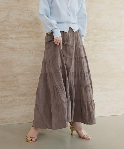 緞面層疊半身裙