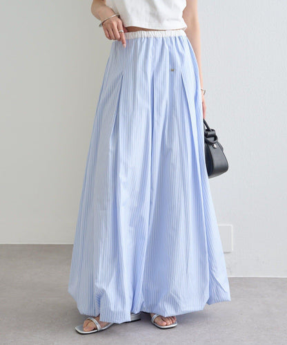 條紋氣球廓形半身裙