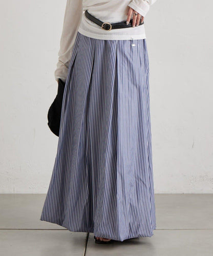 條紋氣球廓形半身裙