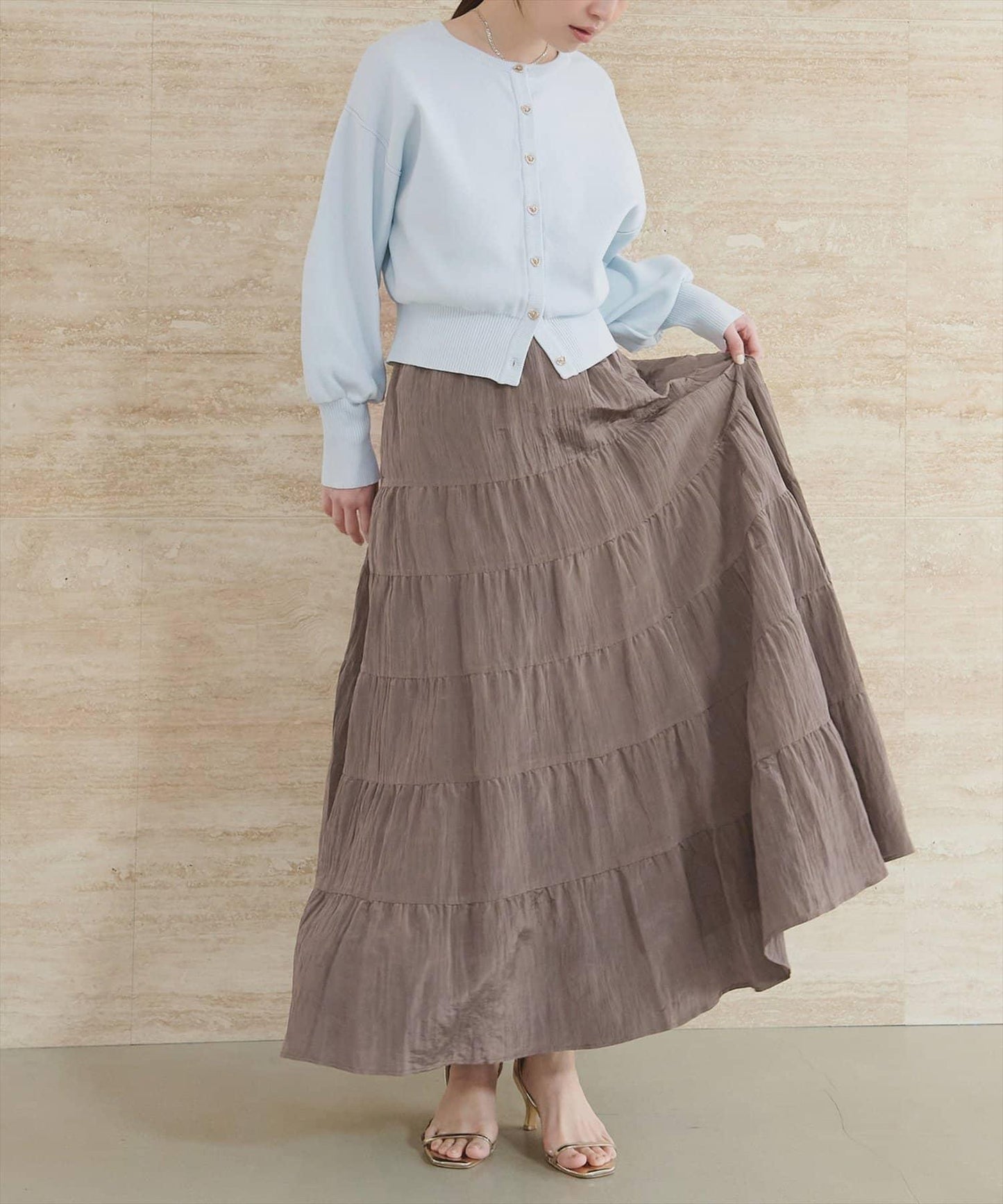 緞面層疊半身裙