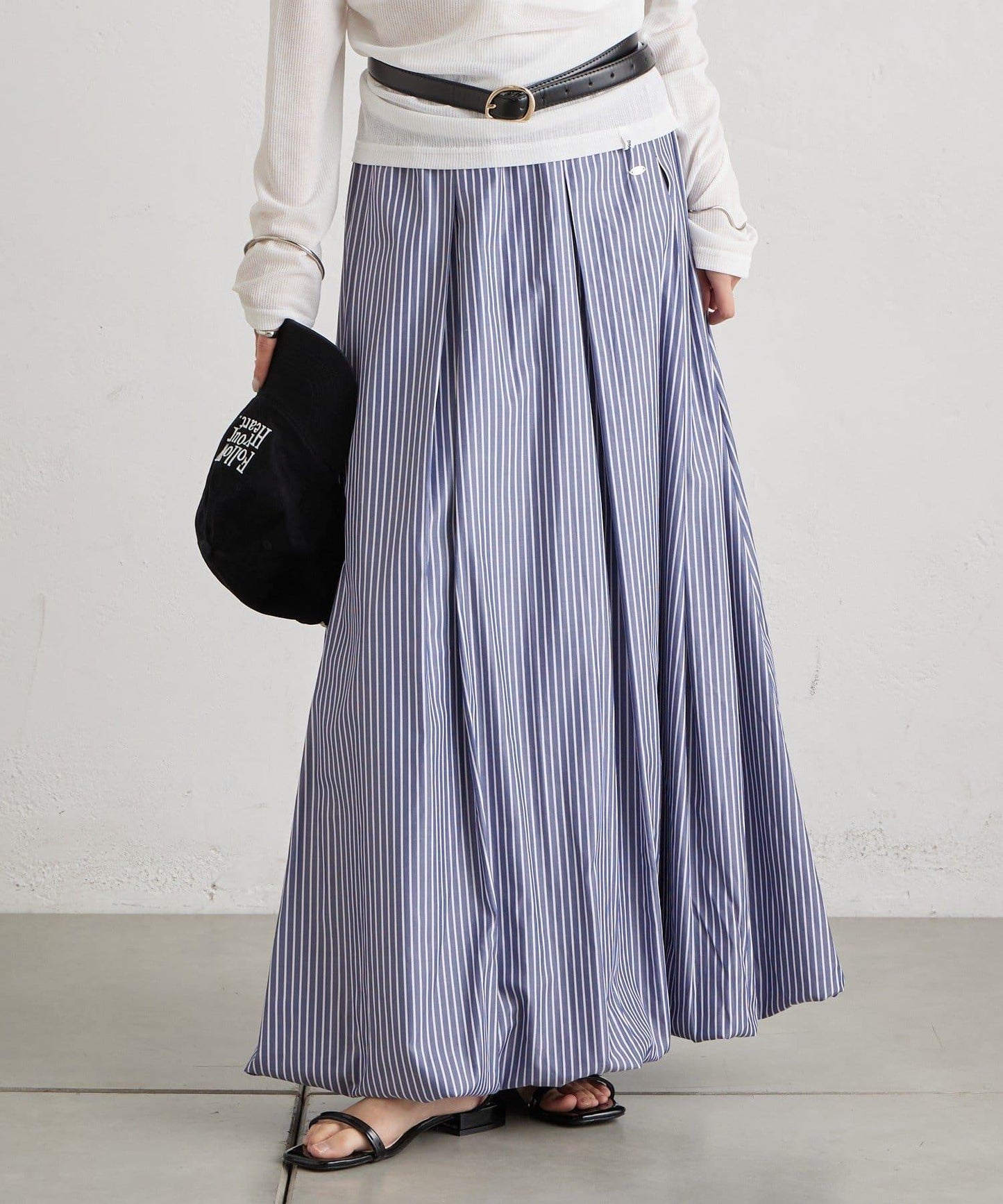 條紋氣球廓形半身裙