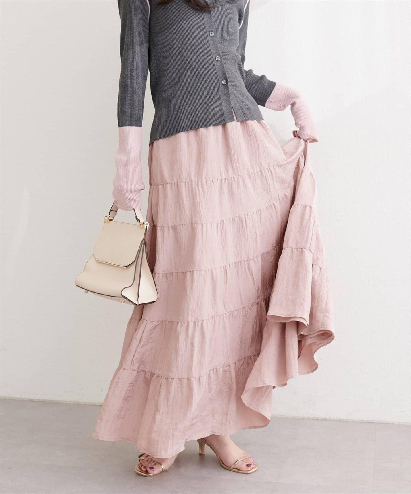 緞面層疊半身裙