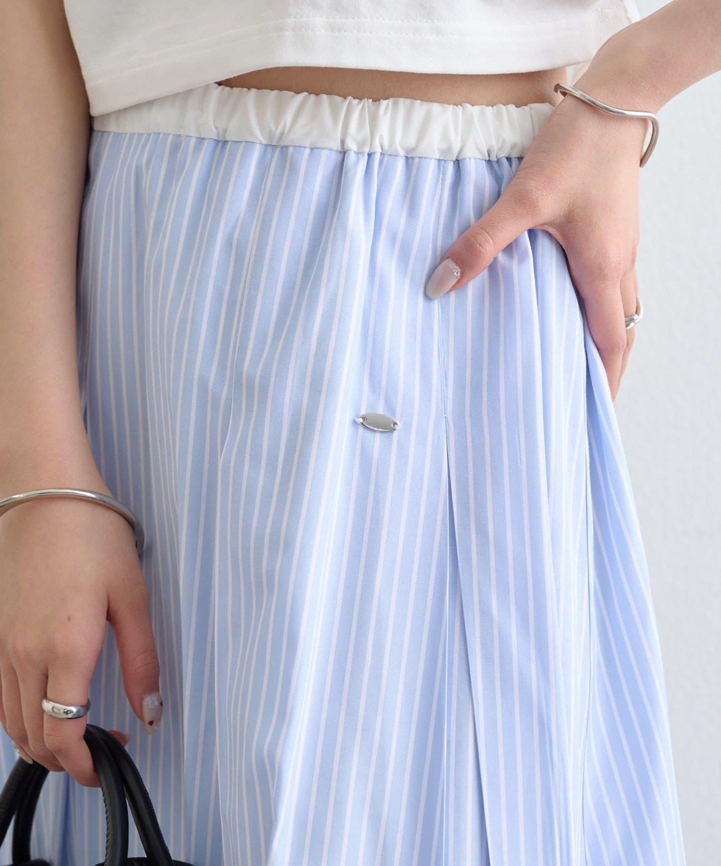 條紋氣球廓形半身裙