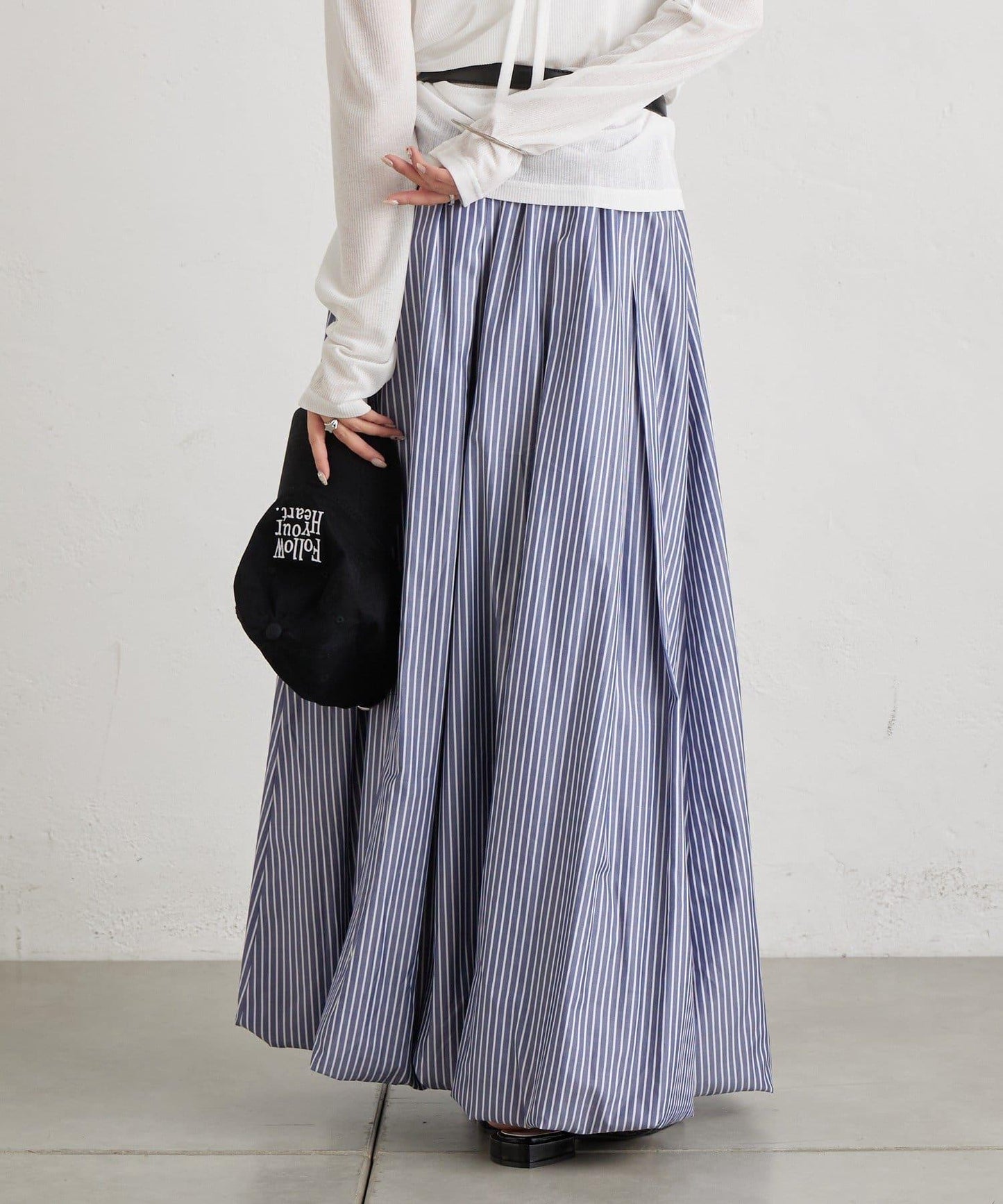 條紋氣球廓形半身裙