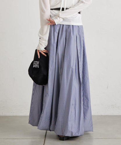 條紋氣球廓形半身裙