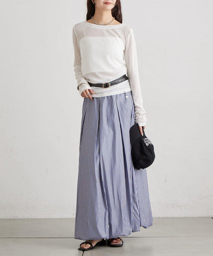 條紋氣球廓形半身裙