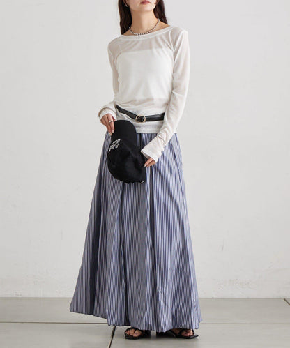 條紋氣球廓形半身裙