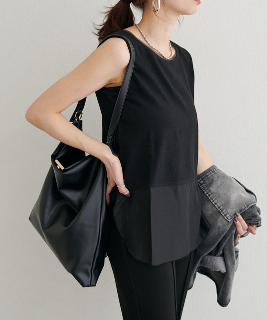 透膚拼接設計 無袖上衣