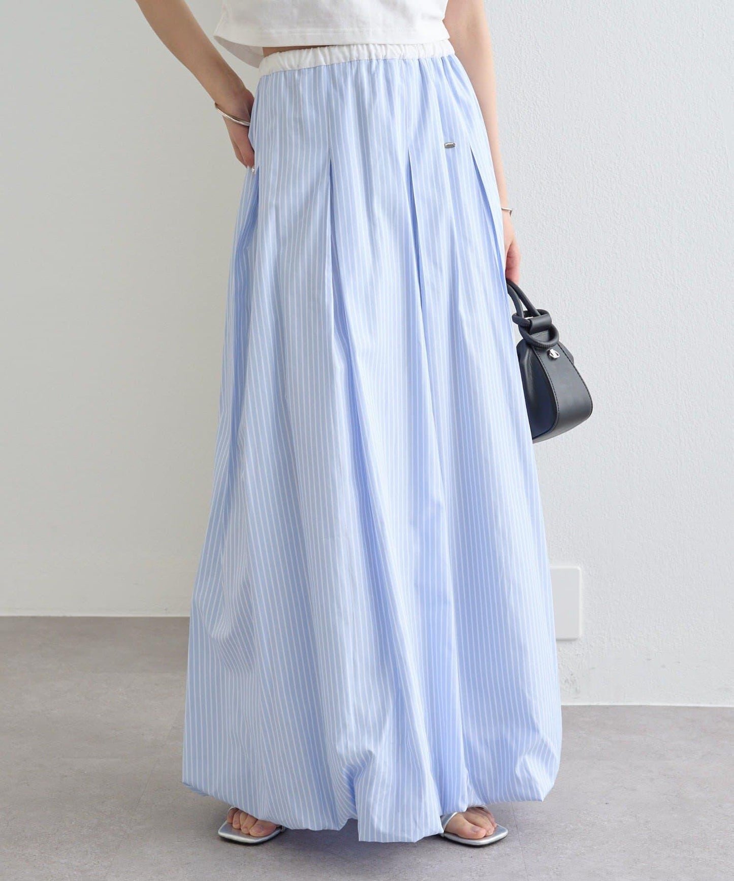 條紋氣球廓形半身裙