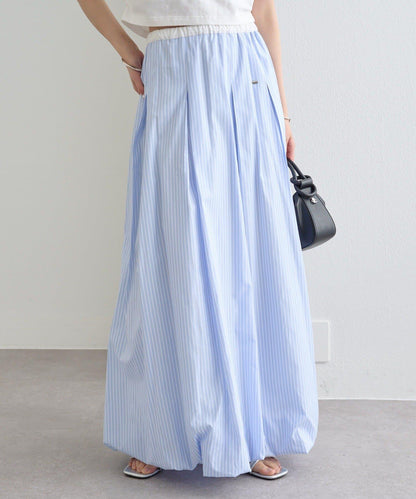 條紋氣球廓形半身裙