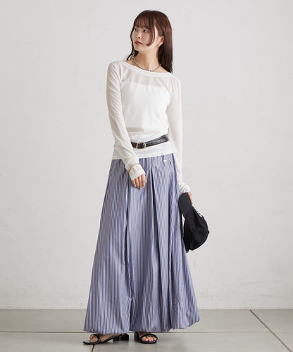 條紋氣球廓形半身裙