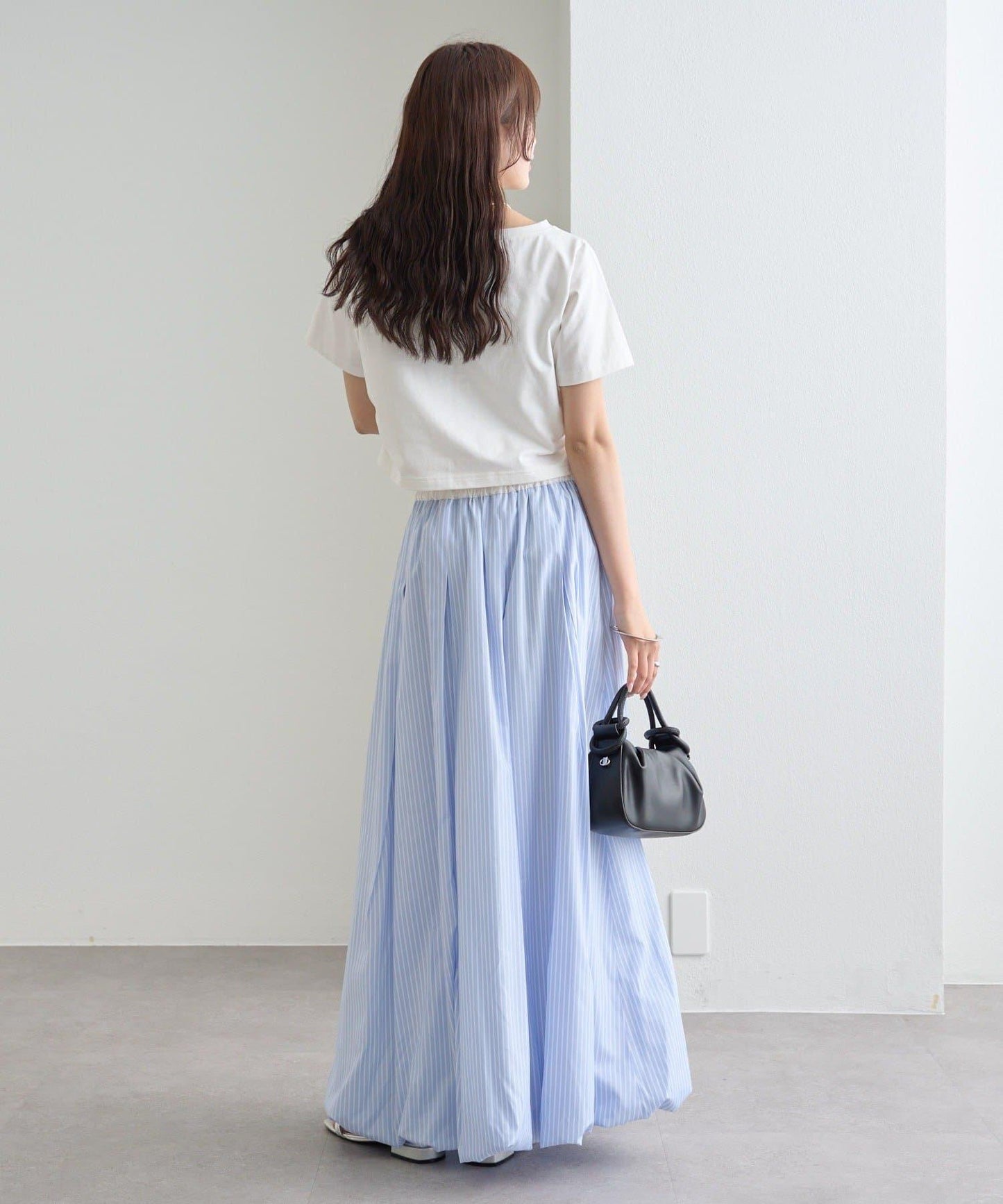 條紋氣球廓形半身裙