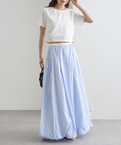 條紋氣球廓形半身裙