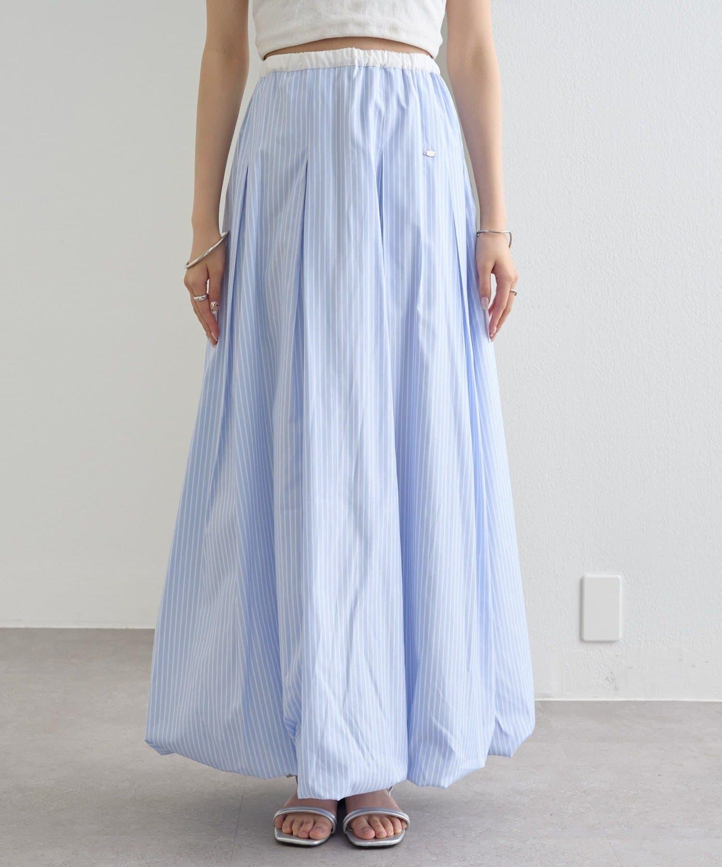 條紋氣球廓形半身裙